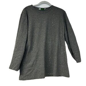 Ivee Essentials XXL Woman's Sparkle Ribbed long sleeve tie knot casual